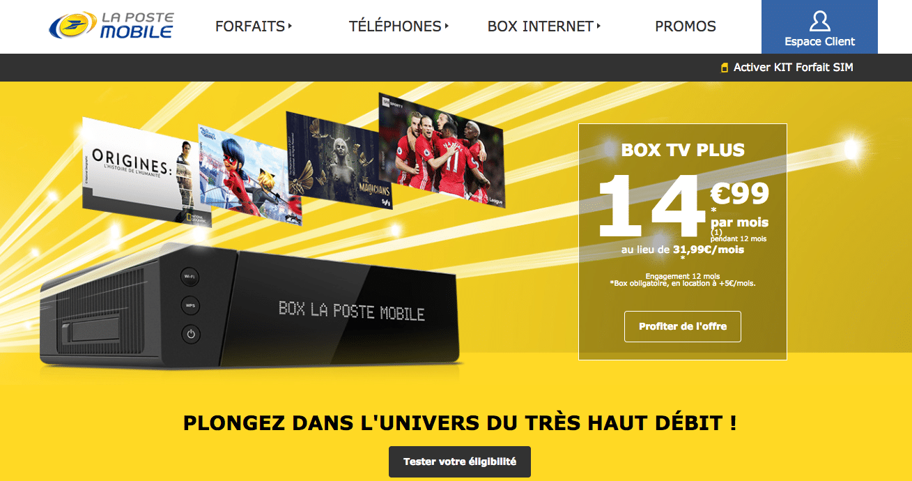 La Poste Mobile l'offre Box TV Plus à 14,99€/mois pendant 1 an