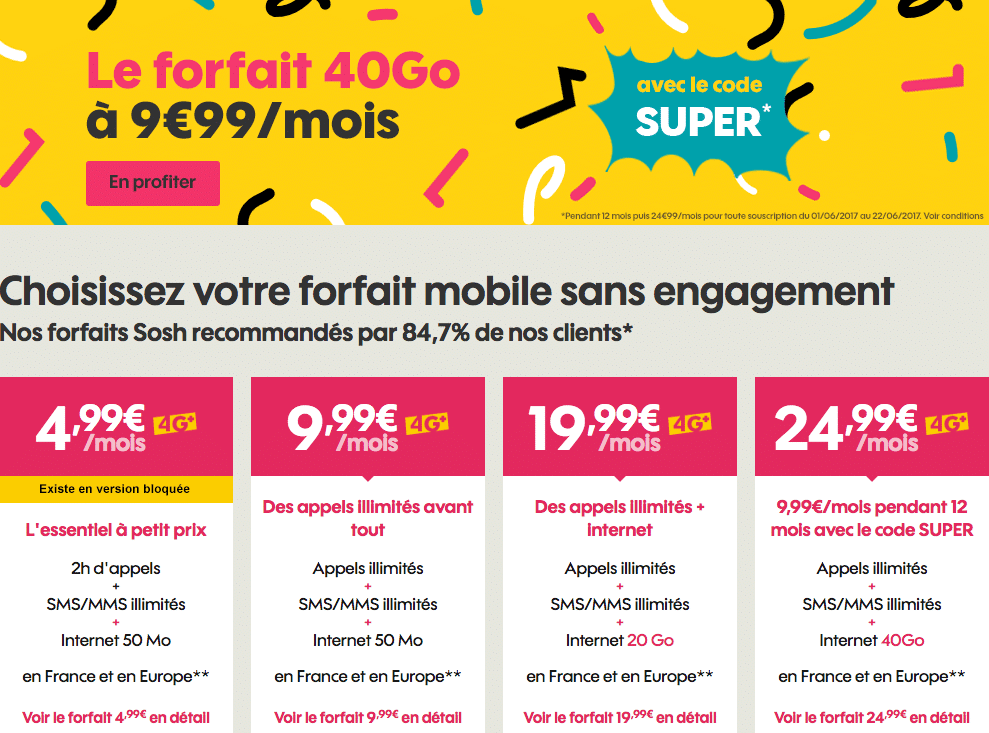 Sosh derniers jours des offres avec un forfait mobile à petit prix Sosh derniers jours des offres avec un forfait mobile à petit prix