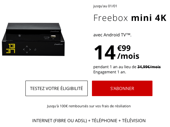 Box internet pas chère chez Free : seulement 14,99€ pour la fibre optique.