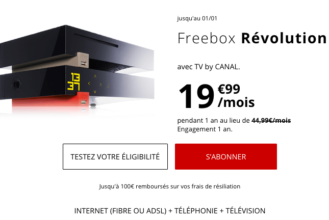 Box internet pas chère en promotion chez Free en fibre optique.