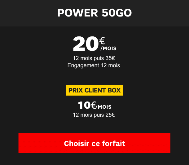 Le forfait Power 50 Go de SFR.