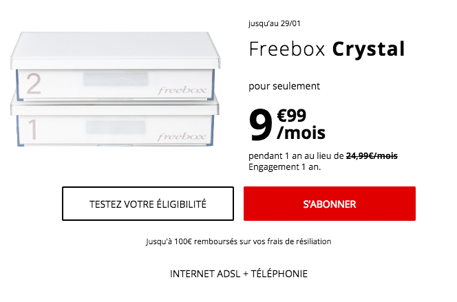 La Freebox Crystal à 9,99€ par mois.
