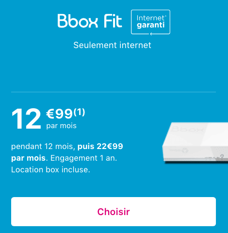 La Bbox Fit sans offre TV.