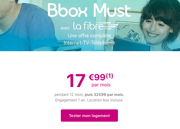 Promotion Box internet fibre optique Bouygues Telecom.