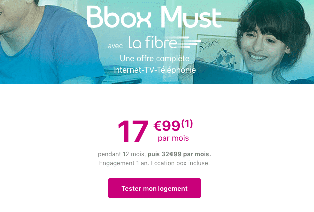 Bbox Must promotion box internet fibre optique.