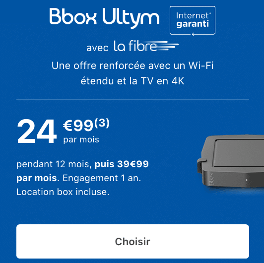 Box internet fibre optique à bas prix chez Bouygues Telecom.