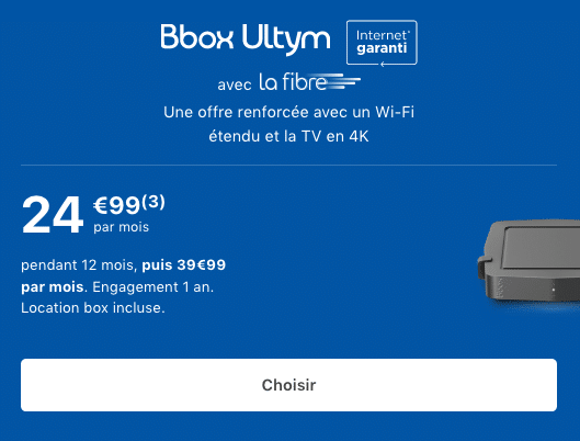 Les soldes d'hiver de Bouygues Telecom avec une box internet fibre à bas prix.