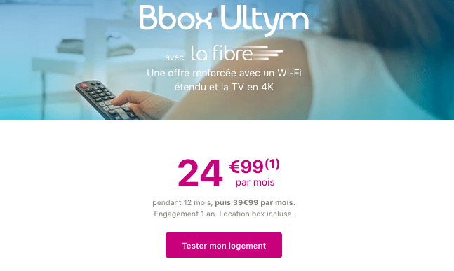 Promotion box internet fibre optique haut de gamme Bouygues Telecom.