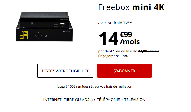 La Freebox mini 4K, box internet fibre optique pas chère, est en promotion chez Free.