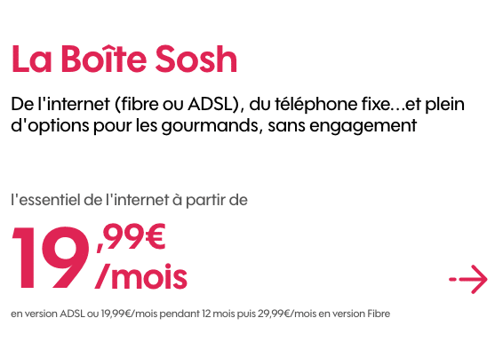 Boîte internet de Sosh à bas prix pendant les soldes avec un forfait 4G.