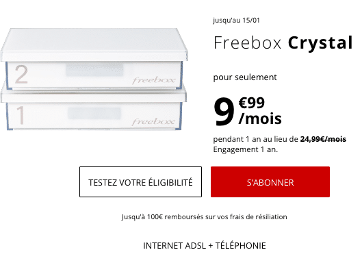 La Freebox Crystal, box internet ADSL pas chère de Free.