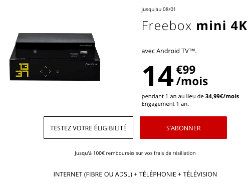 Freebox Mini 4K, la box internet en fibre optique la moins chère du marché grâce aux promotions de Free.