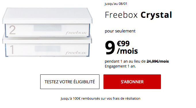 Promotion Freebox Crystal box internet ADSL.