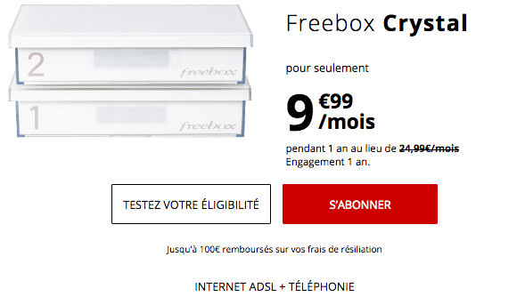 box internet adsl freebox crystal promotion.