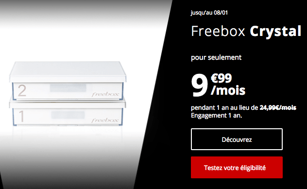 Promotion Freebox Crystal box internet ADSL pas chère.