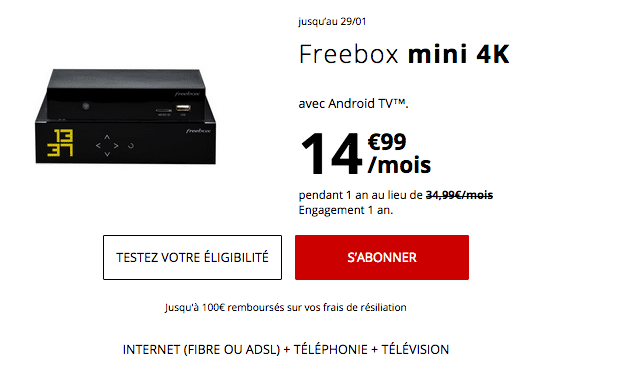 La Freebox mini 4K est en promotion avec la fibre optique. 