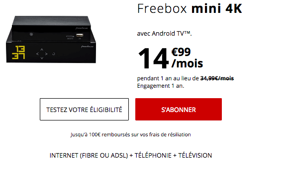 Promotion sur la Freebox mini 4K avec la fibre optique chez Free. 