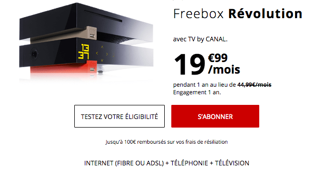 Freebox Révolution avec la fibre optique en promotion chez Free.