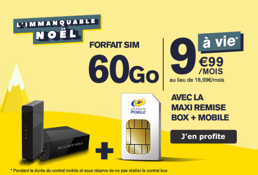 Forfait 4G à bas prix avec une box internetr en promotion chez La Poste Mobile.