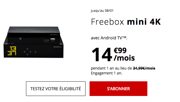 Freebox mini 4K promotion avec la fibre optique.