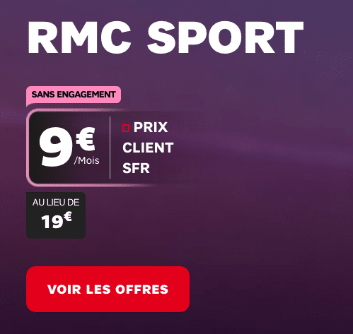 RMC Sport, le service sportif de SFR, à prix cassés avec une box internet.