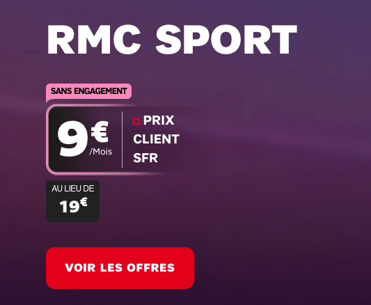 RMC Sport à bas prix avec une box internet fibre pas chère de SFR.