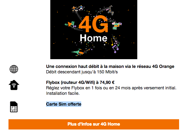 4G Home solution Internet fixe via 4G Orange.