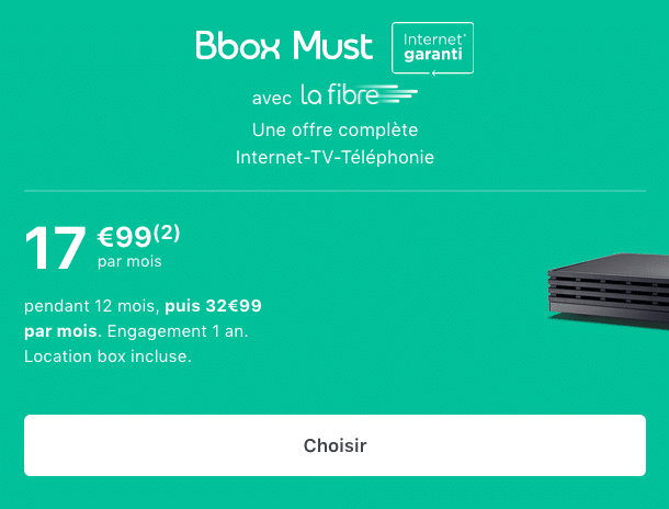 Box internet pas chère avec la fibre optique chez Bouygues Telecom.