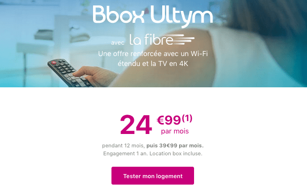 Bbox Ultym fibre optique promo Bouygues Telecom.