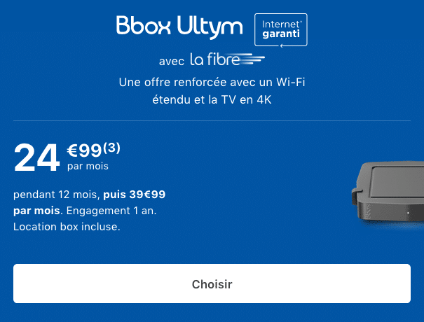 Abonnement fibre optique pas cher avec la box internet à bas prix de Bouygues Telecom.