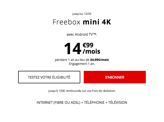 La Freebox Mini 4K dès 14,99€ par mois.