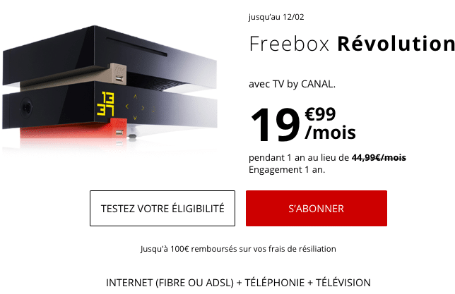 Freebox Révolution, le bon plan de Free pour une box internet à bas prix en fibre optique.