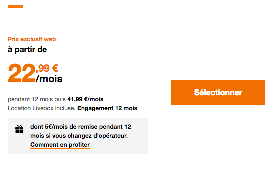 Box internet fibre optique d'Orange en promotion.