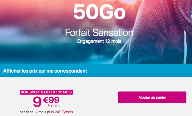 Bouygues Telecom promotion forfait Sensation 50 Go.