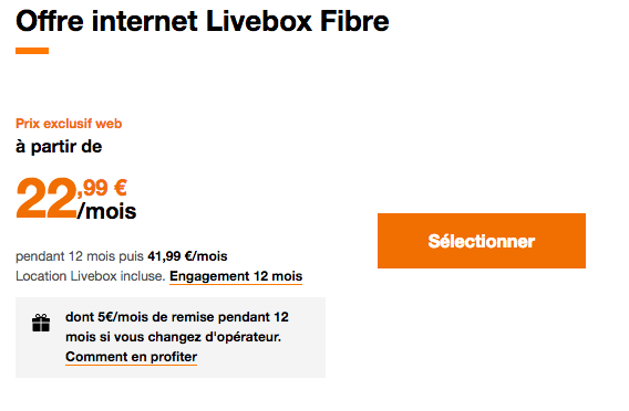 Livebox fibre optique promotion orange.