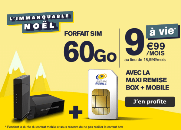 Le bon plan pour un forfait pas cher avec 60 Go, en promo avec la box internet de La Poste Mobile.