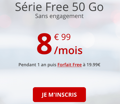 Forfait mobile sans engagement avec 50 Go de 4G, disponible avec une box internet pas chère.