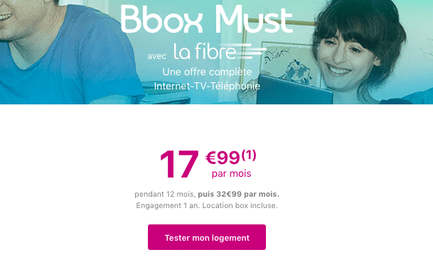 Bbox Must promotion box internet fibre optique ou adsl.