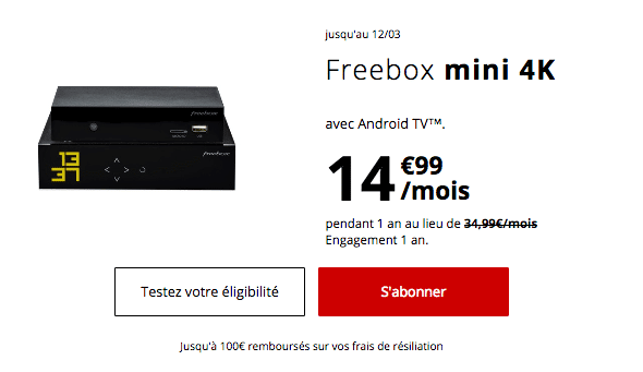 Fibre optique pas chère chez Free avec la Freebox mini 4K.
