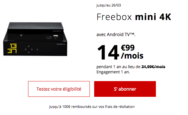 Promotion Freebox mini 4K fibre optique chez Free.