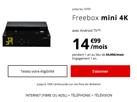 La Freebox Mini 4K : box internet pas chère.
