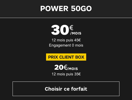 Promo forfait 4G pas cher SFR.