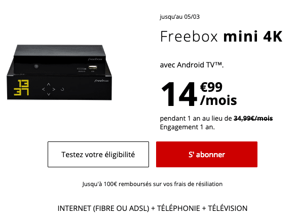 Box internet moins chère en fibre optique, une Freebox de Free.