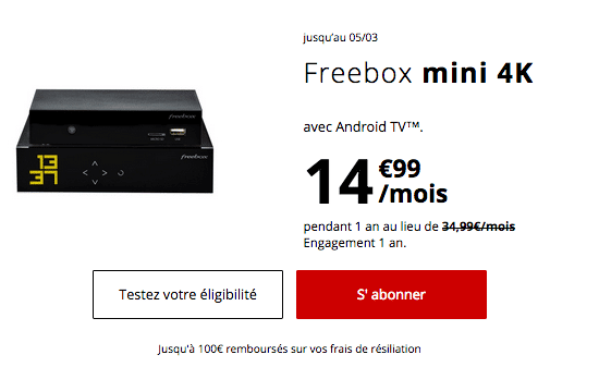 Freebox mini 4K promotion box internet fibre optique.