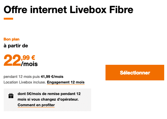 Promo sur la box internet fibre d'Orange en premier prix.