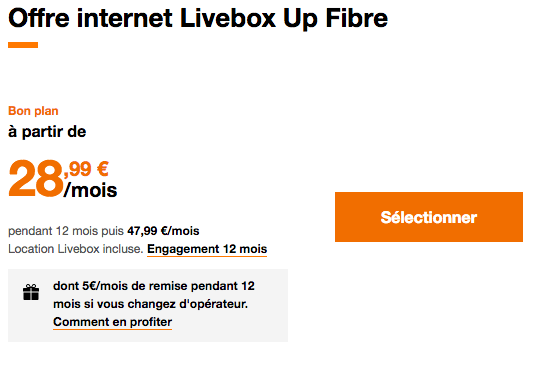 Promotion box internet fibre optique chez Orange.