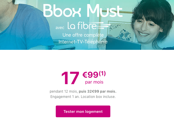 Box internet fibre optique de Bouygues Telecom en promotion.