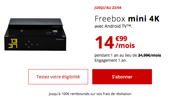 Promotion box internet fibre optique Free.