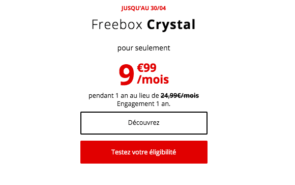 freebox crystal en promo