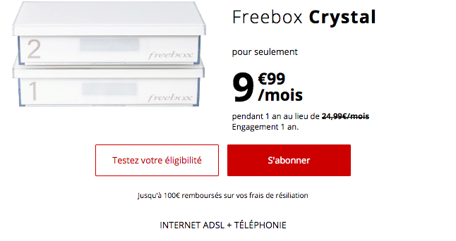 Promotion Freebox Crystal avec l'ADSL.